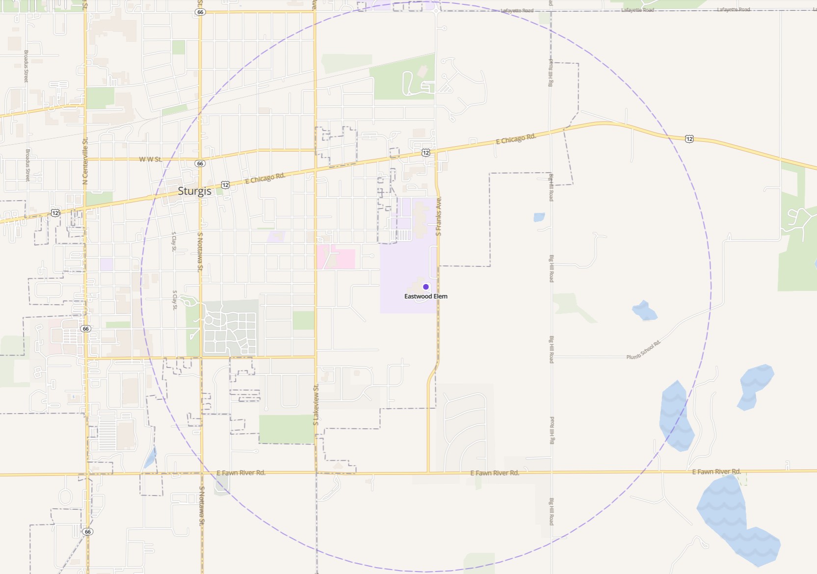 If your residence is within this circle, you are within walking distance.